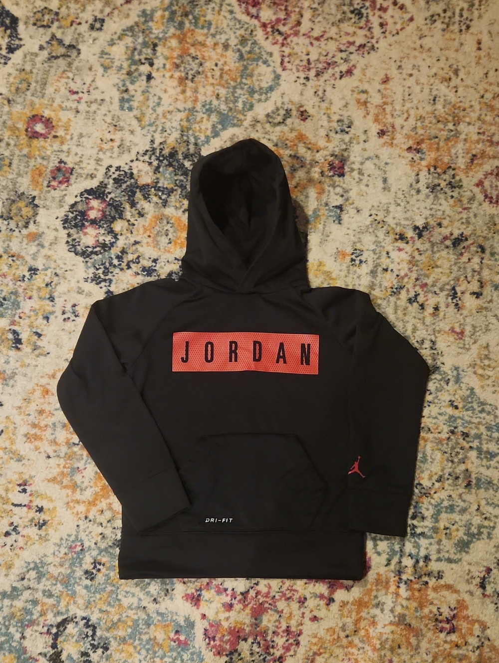 Jordan Black Hoodie with Red Chest Panel